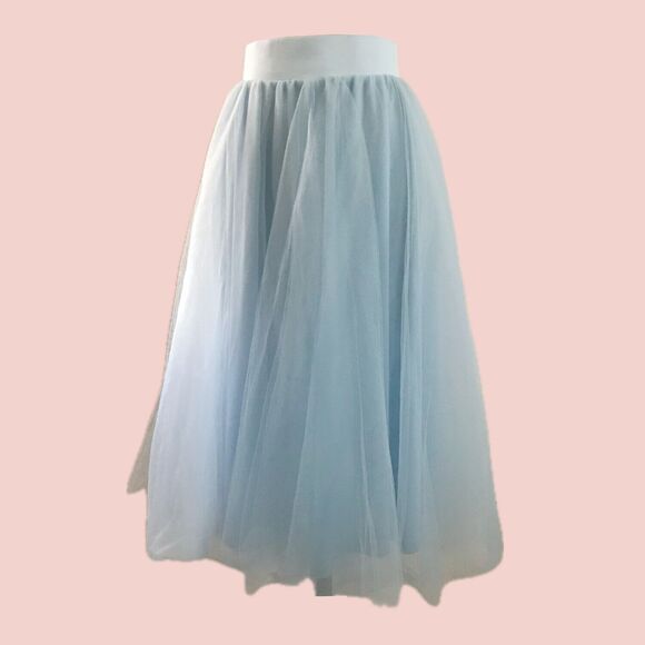 Windsor Light Blue Tulle Princess Fairy Holiday Knee Length A Line Midi Skirt M - Picture 1 of 7